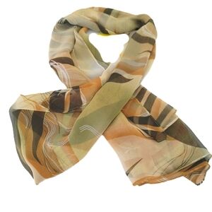 Ladies Scarf Green Multi Color Swirl Sheer